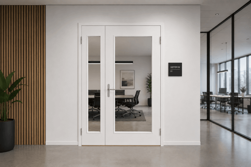 Swedoor dobbelfløyet glassdør høyrehengslet 1388x2090mm, hvit 