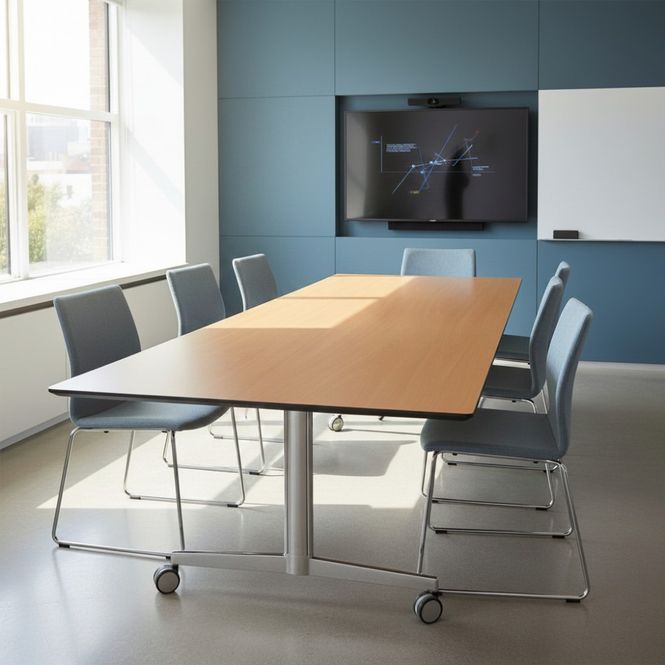 Hovedbilde Howe Moveo møte/klappbord 240x100cm m/hjul, eik